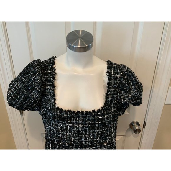 LIKELY Alessandra Black/Blue Tweed Fit & Flare Dress, Size 14 NWT! $248 - Picture 4 of 11